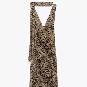 Zara Long Animal Print Dress - Brand New